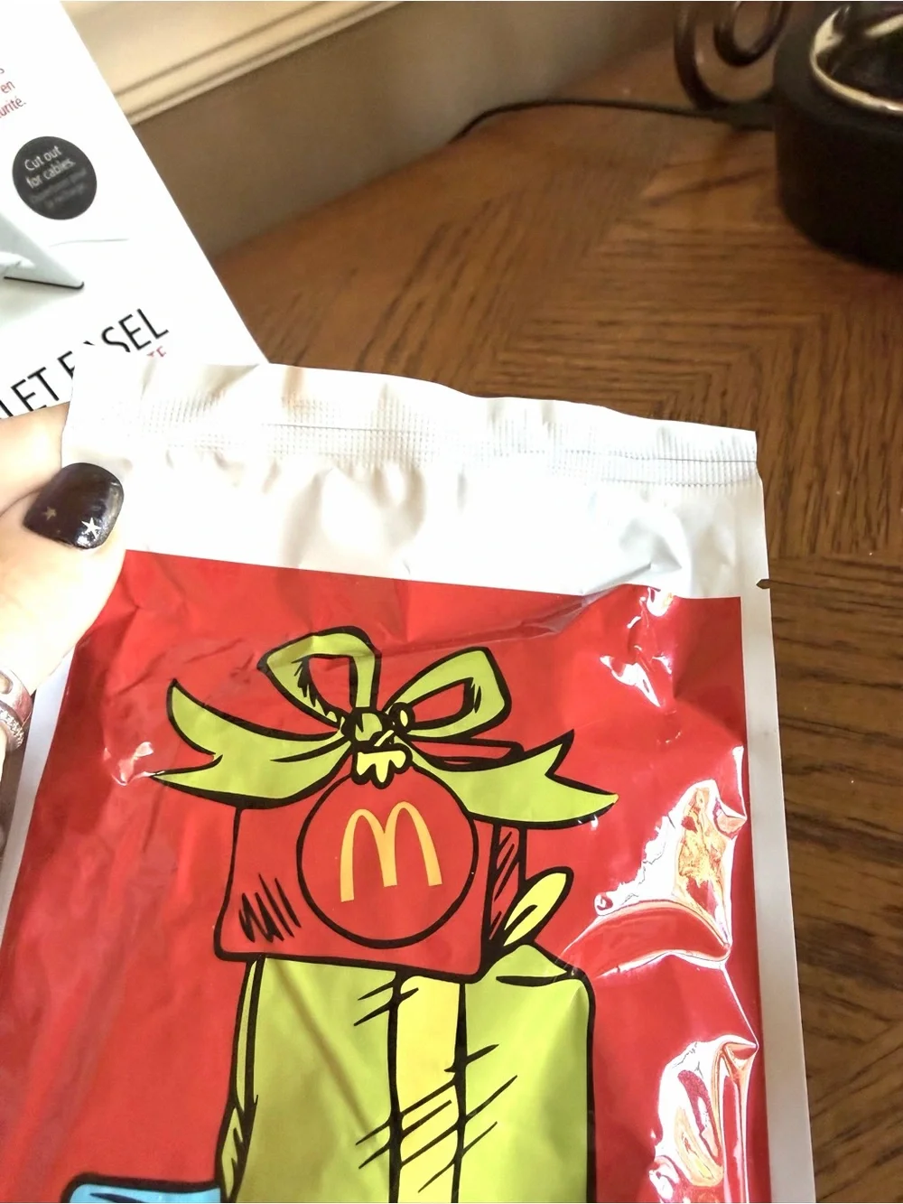 McDonald's Mystery The Grinch Meal Bag - with a pair of random Grinch socks new